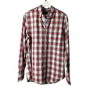J.Crew Button Down Shirt Womens Medium BB708‎ Plaid Hidden Button Classic NWT